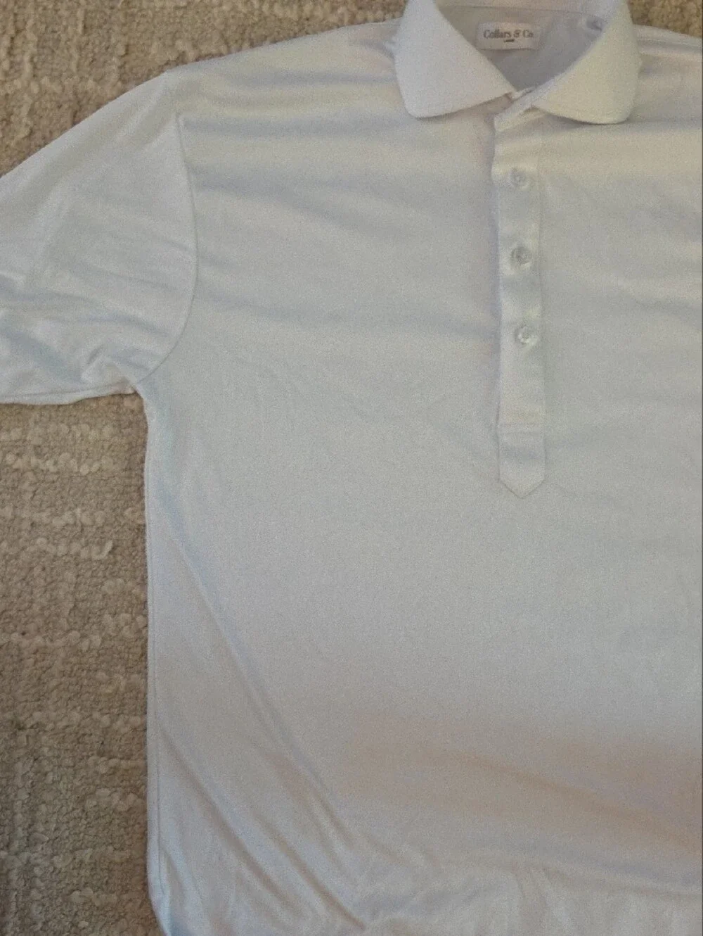 Collars & Co Men's Large White Short Sleeve Dress Collar Polo Shark Tank - Picture 6 of 7